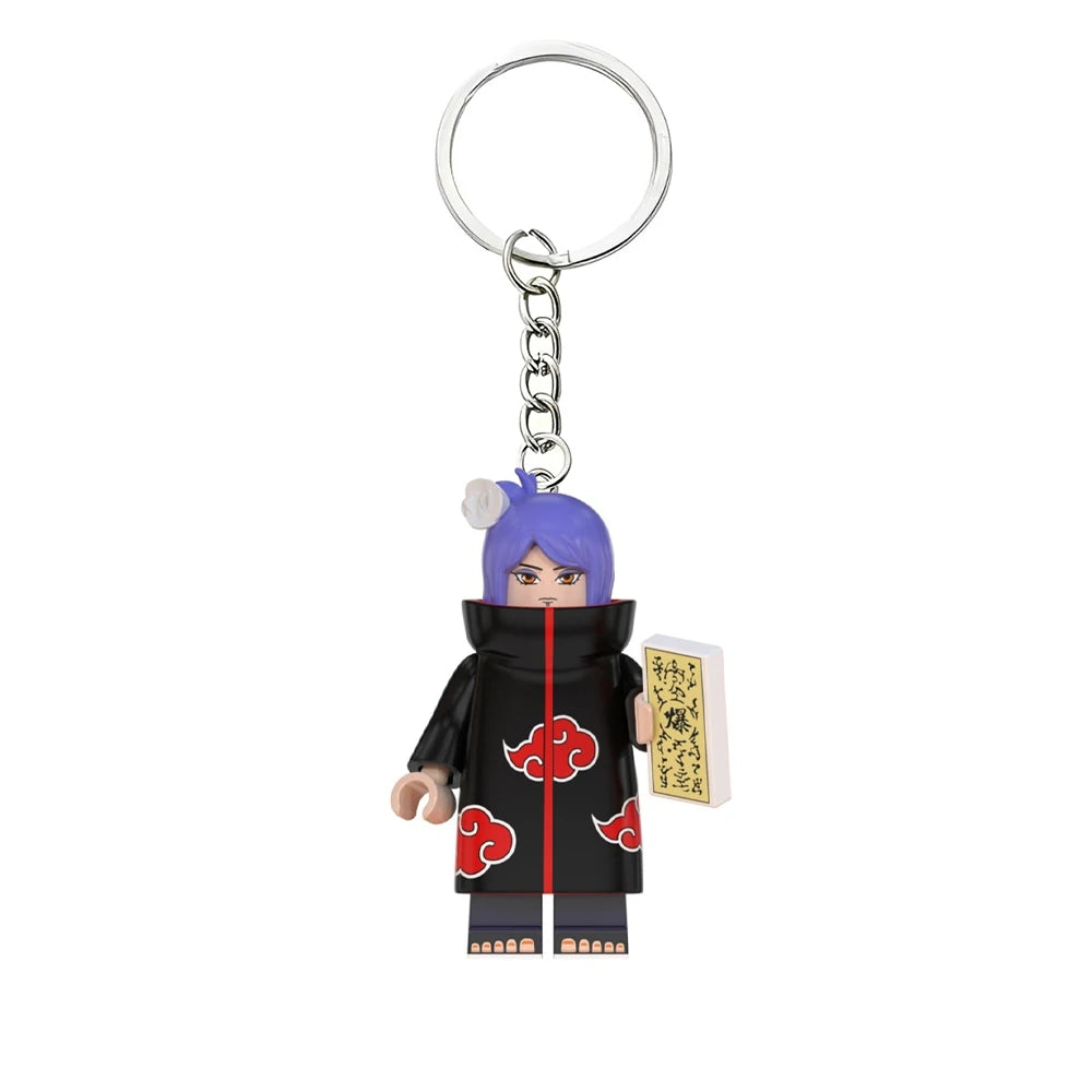 NARUTO Yahiko Konan Nagato Anime Figure Keychain Creative Building Blocks Cartoon Pendant Bag Keychain Accessories Gifts Toys