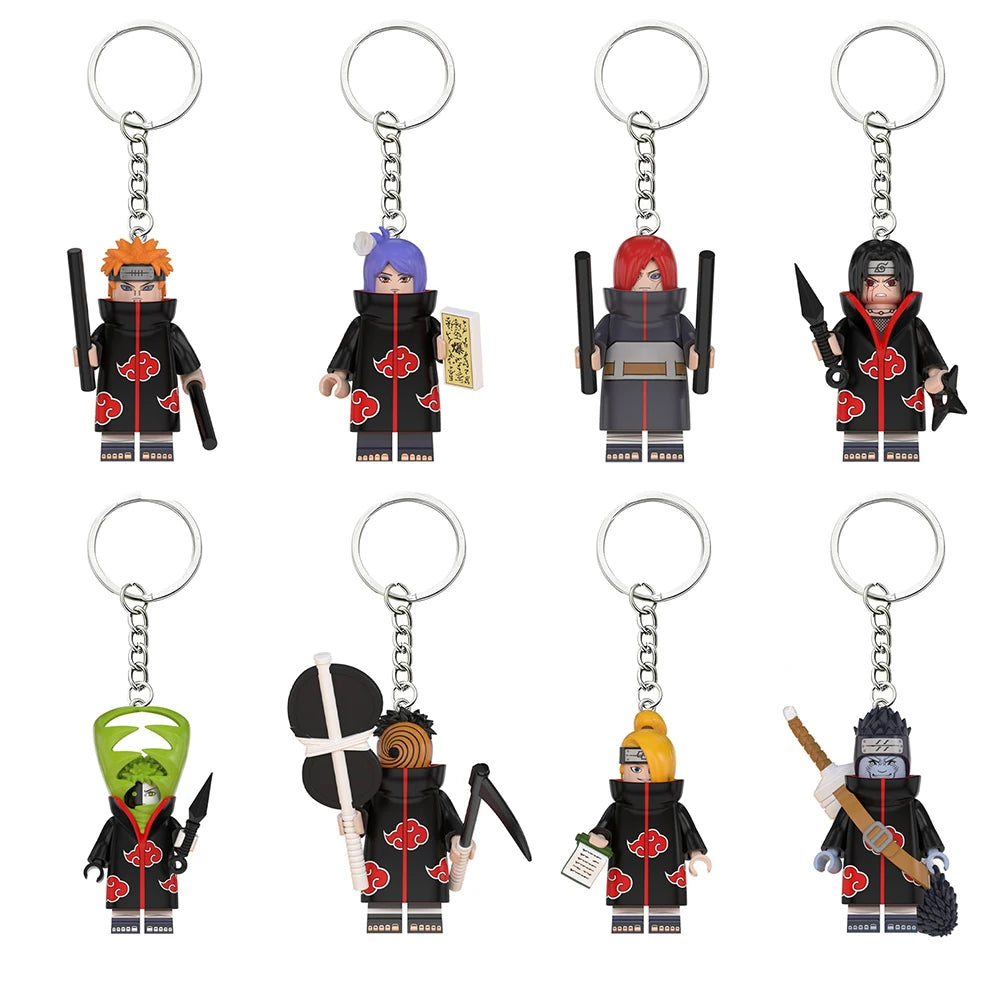 NARUTO Yahiko Konan Nagato Anime Figure Keychain Creative Building Blocks Cartoon Pendant Bag Keychain Accessories Gifts Toys