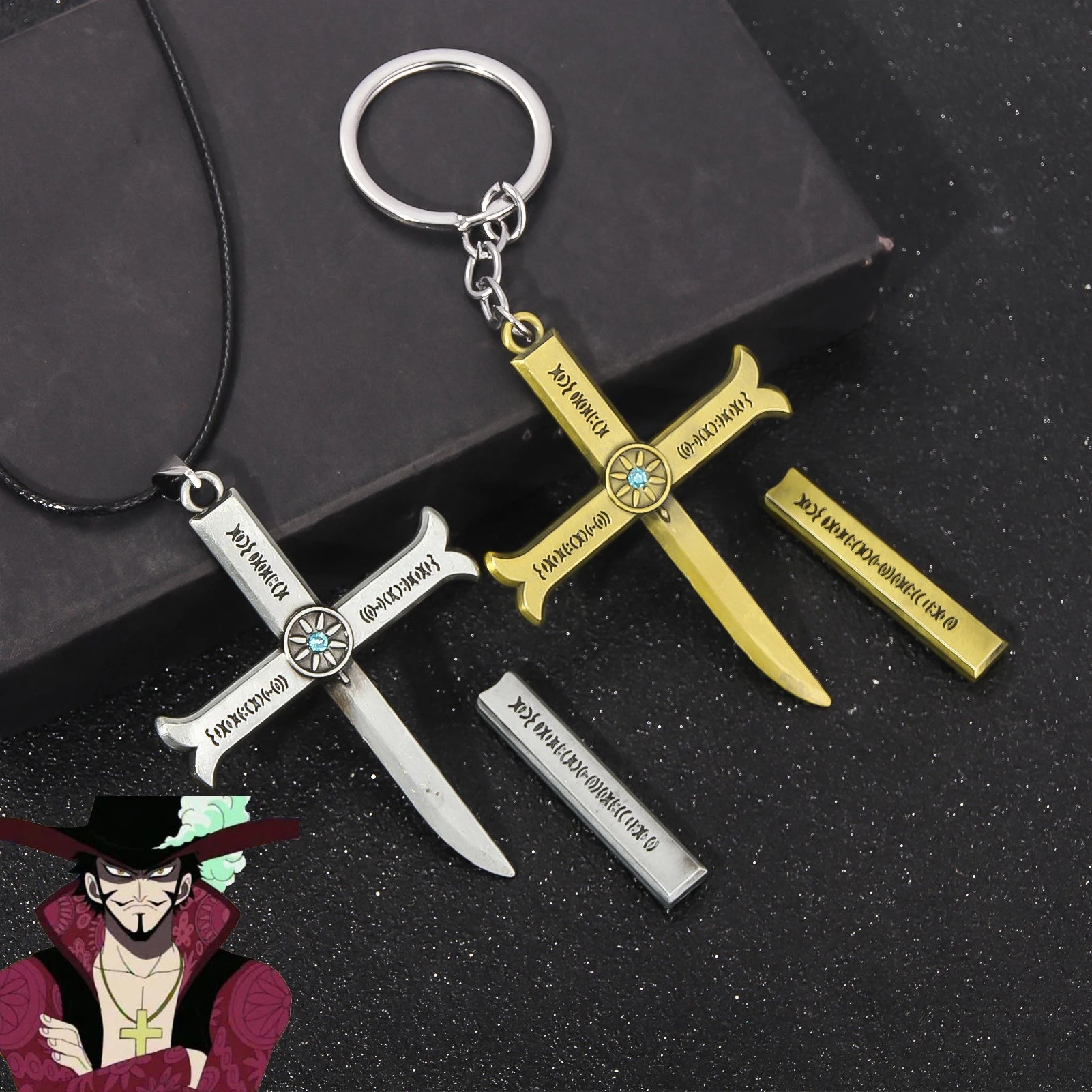 Anime inspired Cross Knife Keychains 