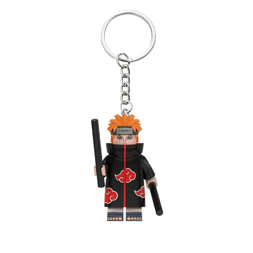 NARUTO Yahiko Konan Nagato Anime Figure Keychain Creative Building Blocks Cartoon Pendant Bag Keychain Accessories Gifts Toys
