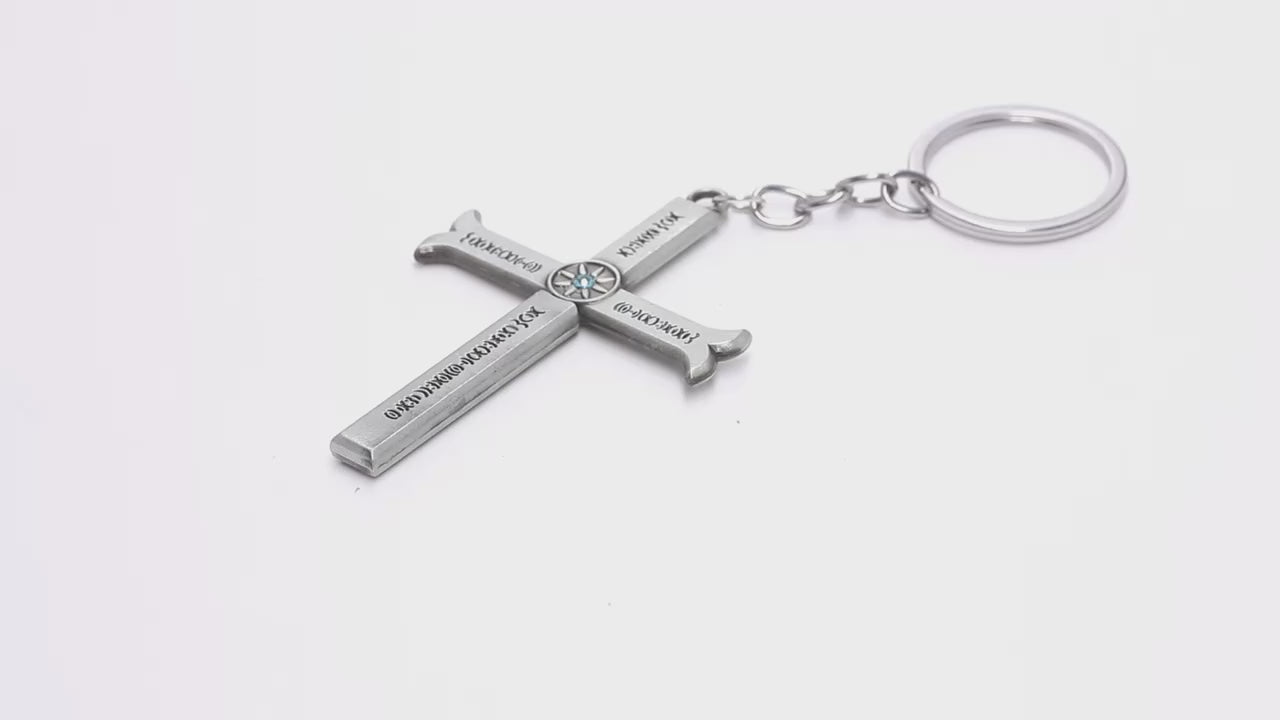 Dracule Mihawk religious cross keychain.